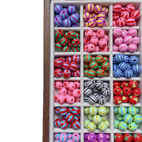 Acrylic Loose Beads Heart Star Shaped Colorful Striped Diy Handmade Mobile Phone Chain Accessories