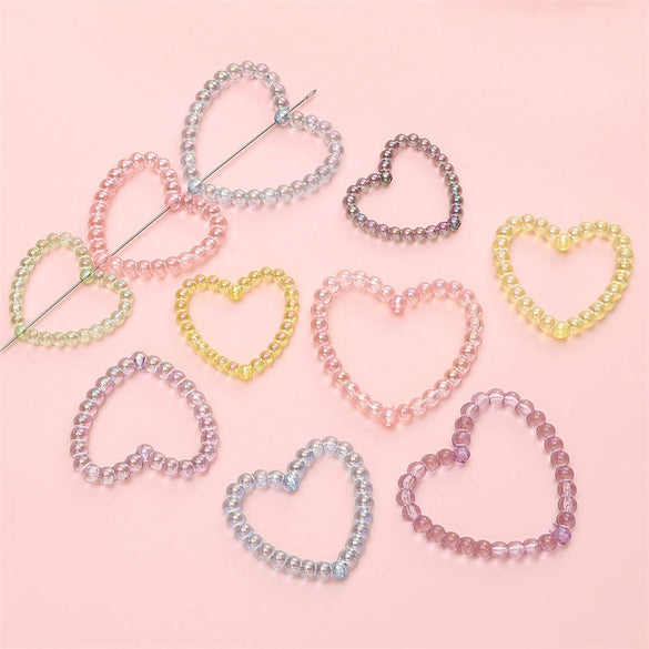 Acrylic Loose Beads Hollow Love Shape Handmade Minimalist Style Diy Bracelet And Necklace Material