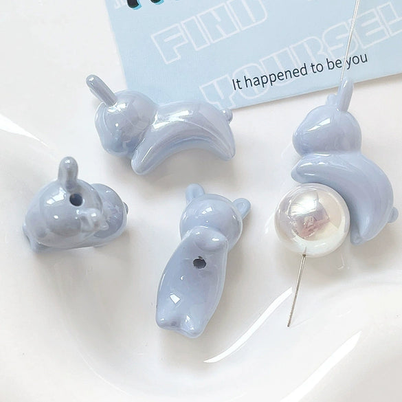 Acrylic Loose Beads Jewelry Accessories With Line Pattern Handmade By Baking Varnish Bunny And Jelly Bean Shaped