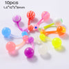 Acrylic Luminous Tongue Piercing Nail Set Round Fantasy Crack Ball Navel Ring Horseshoe Ring Nose Ring