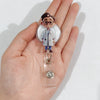 Acrylic Nurse Easy Pull Buckle Retractable Cartoon Keychain