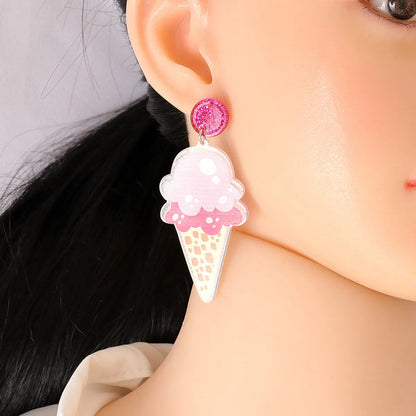 Acrylic Pink Ice Cream Pendant Earrings