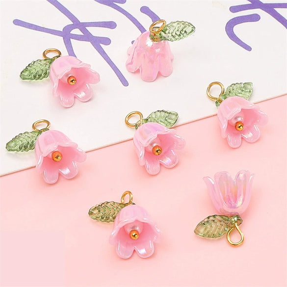 Acrylic Plated Lily Orchid Beads Handmade Necklace Bracelet Clothing Accessories Wholesale