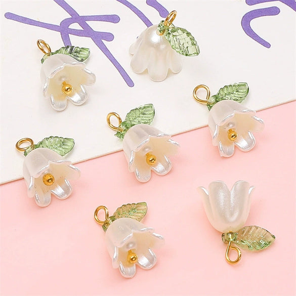 Acrylic Plated Lily Orchid Beads Handmade Necklace Bracelet Clothing Accessories Wholesale