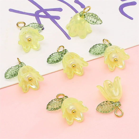 Acrylic Plated Lily Orchid Beads Handmade Necklace Bracelet Clothing Accessories Wholesale