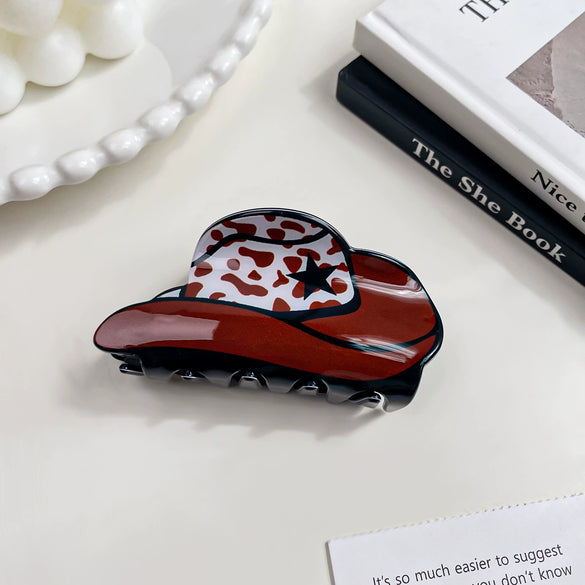Acrylic Pvc Handmade Leopardprint Cowboy Hat Hairpin Women's Hair Accessories Headwear