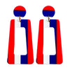Acrylic Red Blue And White Striped Geometric Earrings Minimalist Versatile Festive Jewelry For Women And Men
