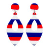 Acrylic Red Blue And White Striped Geometric Earrings Minimalist Versatile Festive Jewelry For Women And Men