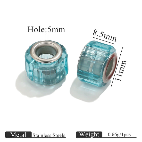 Acrylic Resin Color Transparent Diamond Cylindrical Large Hole Beads Bracelet Necklace Loose Beads