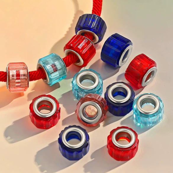 Acrylic Resin Color Transparent Diamond Cylindrical Large Hole Beads Bracelet Necklace Loose Beads