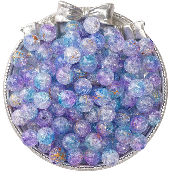 Acrylic Round Beads Handmade Diy Beaded Bracelet Material Accessories With Cracked Twocolor Design Highend Feel
