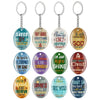 Acrylic Round Keychain Pendant With Cross Crown Roman Numerals Printing