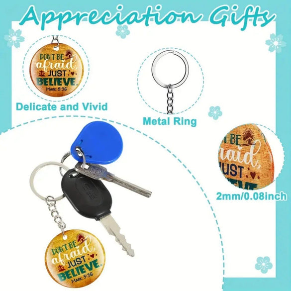 Acrylic Round Keychain Pendant With Cross Crown Roman Numerals Printing