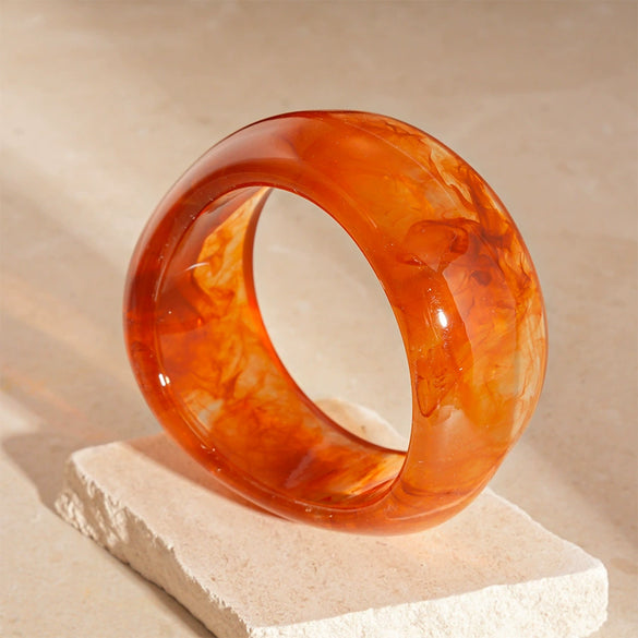 Acrylic Smudged Asymmetrical Wide Handmade Retro Bracelet For Women