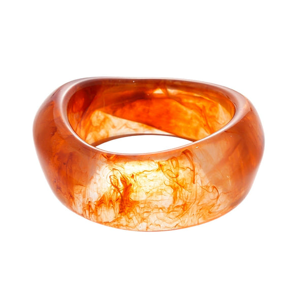 Acrylic Smudged Asymmetrical Wide Handmade Retro Bracelet For Women