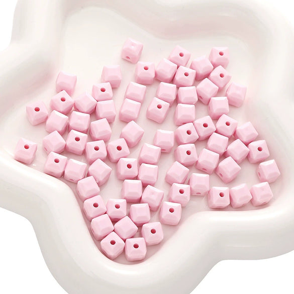 Acrylic Solid Color Square Loose Beads For Handmade Diy Bracelet And Mobile Phone Chain Accessories
