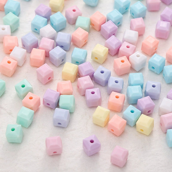 Acrylic Solid Color Square Loose Beads For Handmade Diy Bracelet And Mobile Phone Chain Accessories