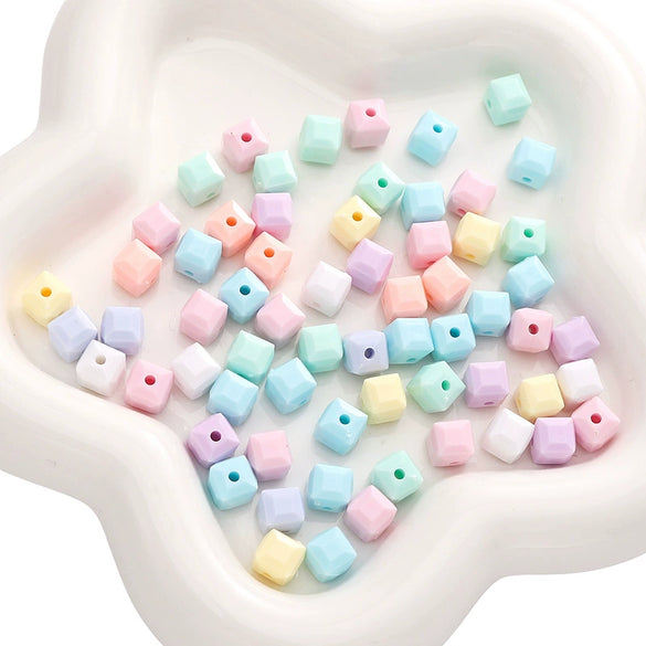 Acrylic Solid Color Square Loose Beads For Handmade Diy Bracelet And Mobile Phone Chain Accessories