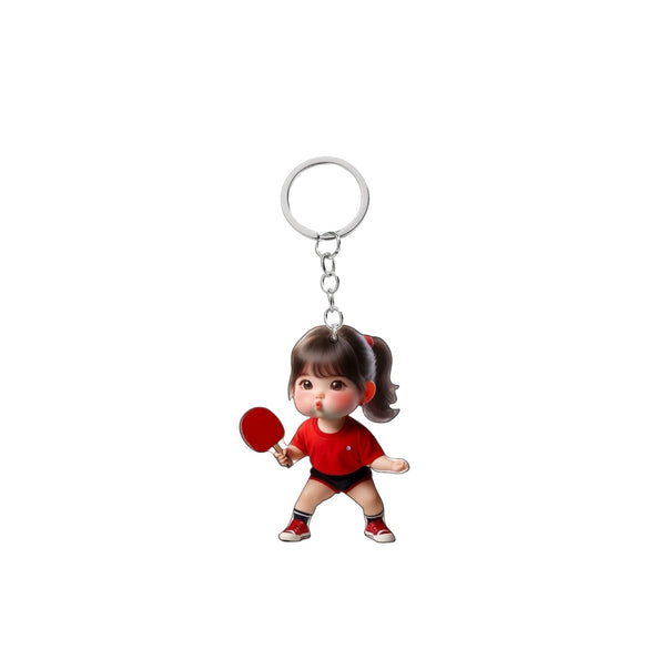 Acrylic Sports Cartoon Characters Basketball Football Theme Keychain 2D Doublesided Printing