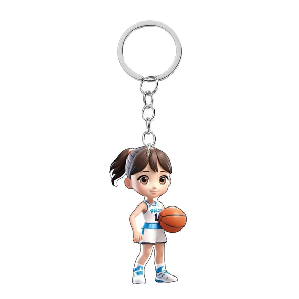 Acrylic Sports Cartoon Characters Basketball Football Theme Keychain 2D Doublesided Printing
