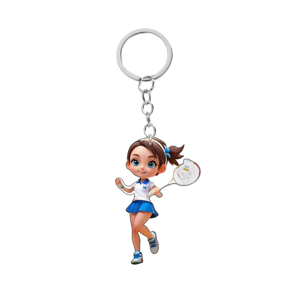 Acrylic Sports Cartoon Characters Basketball Football Theme Keychain 2D Doublesided Printing