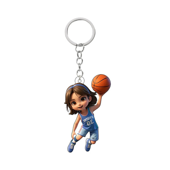 Acrylic Sports Cartoon Characters Basketball Football Theme Keychain 2D Doublesided Printing