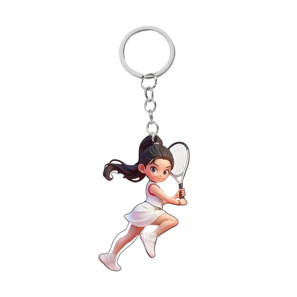 Acrylic Sports Cartoon Characters Basketball Football Theme Keychain 2D Doublesided Printing