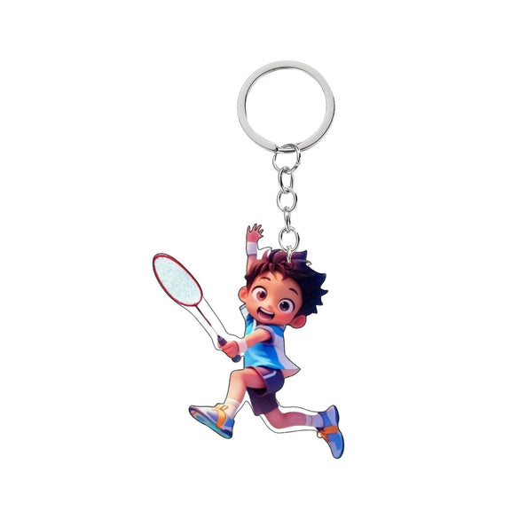Acrylic Sports Cartoon Characters Basketball Football Theme Keychain 2D Doublesided Printing