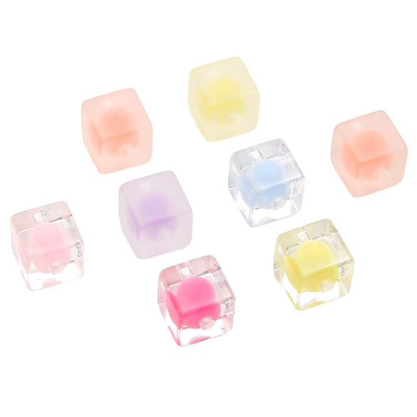 Acrylic Square Beads For Handmade Bracelet And Necklace Accessories Sweet Style Geometric Pattern