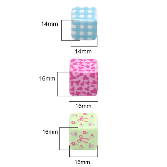 Acrylic Square Beads Plaid Handmade Floral Butterfly Bead Accessories