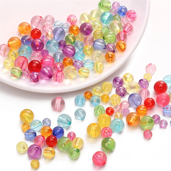 Acrylic Transparent Round Beads Simple Style Starry Sky Pattern Jewelry Material For Bracelet And Necklace
