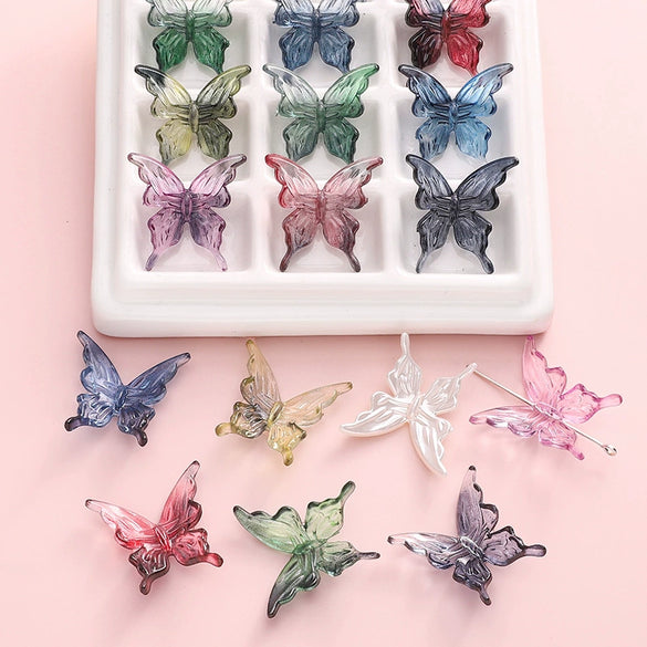 Acrylic Transparent Twocolor Gradient Butterfly Handmade Necklace Pendant Material Accessories