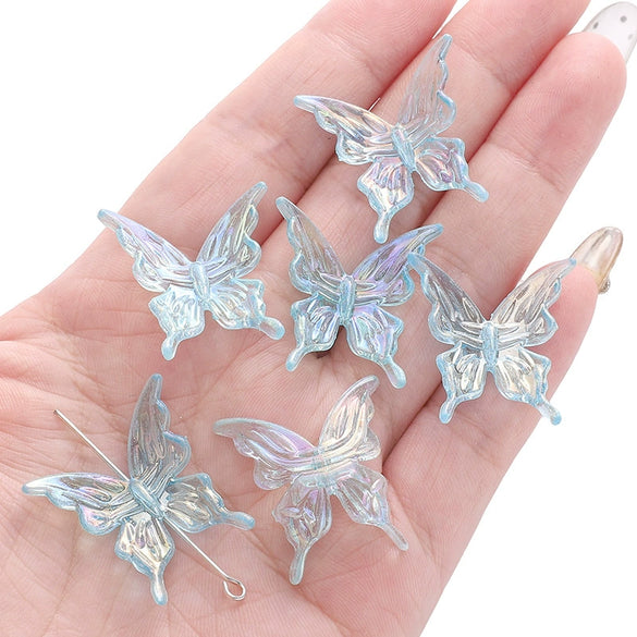 Acrylic Transparent Twocolor Gradient Butterfly Handmade Necklace Pendant Material Accessories