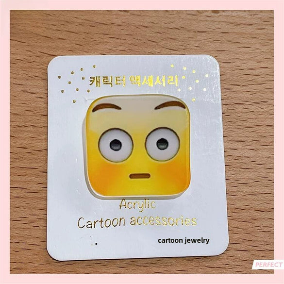 Acrylic Unisex Hair Accessories With Drop Shape And Cute Cartoon Expressions Printing