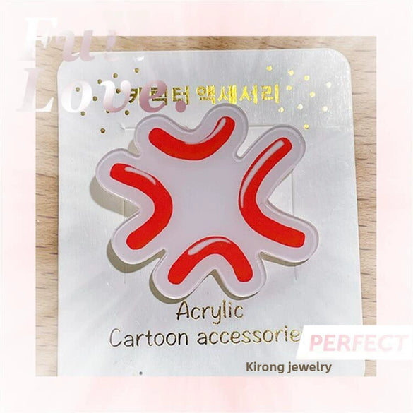 Acrylic Unisex Hair Accessories With Drop Shape And Cute Cartoon Expressions Printing