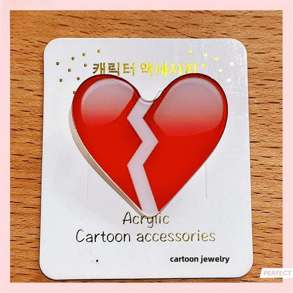 Acrylic Unisex Hair Accessories With Drop Shape And Cute Cartoon Expressions Printing