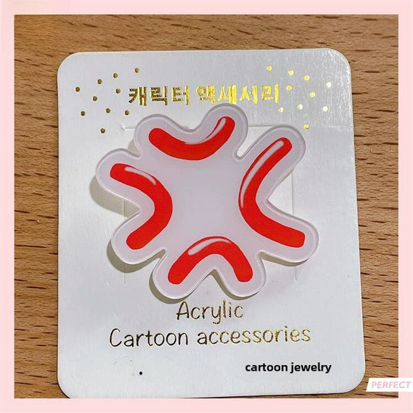 Acrylic Unisex Hair Accessories With Drop Shape And Cute Cartoon Expressions Printing