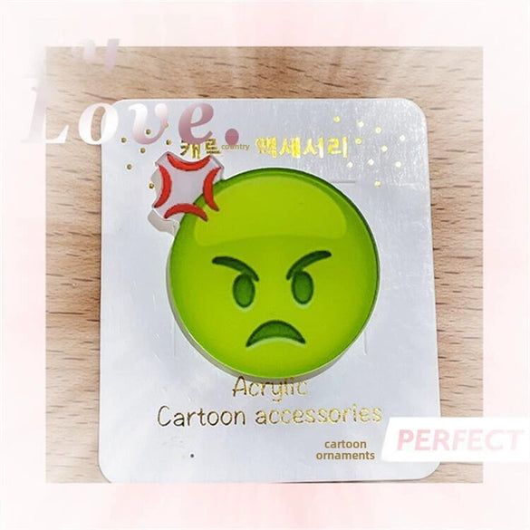 Acrylic Unisex Hair Accessories With Drop Shape And Cute Cartoon Expressions Printing