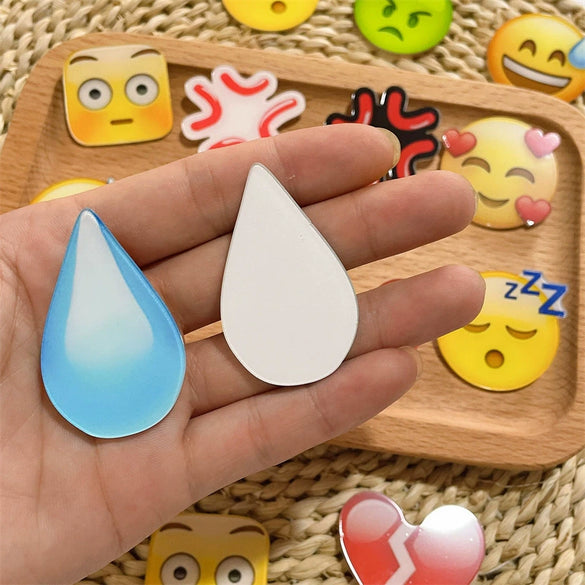 Acrylic Unisex Hair Accessories With Drop Shape And Cute Cartoon Expressions Printing