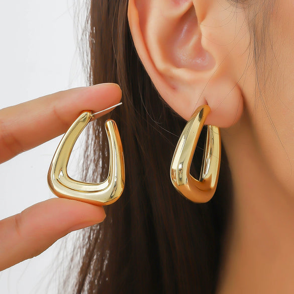 Acrylic Water Drop Earrings Geometric Style Stainless Steel Ear Needle Electroplated