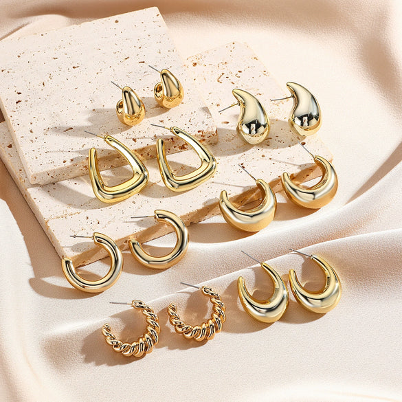 Acrylic Water Drop Earrings Geometric Style Stainless Steel Ear Needle Electroplated