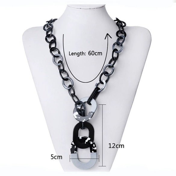 Acrylic Women's Necklace Bead Chain Geometric Baking Varnish Hip Hop Jewelry