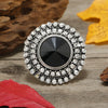 Adjustable Alloy Flower Round Ring With Full Diamond Inlay Creative Elegant Fashion Ring For Unisex