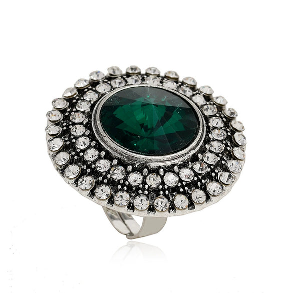 Adjustable Alloy Flower Round Ring With Full Diamond Inlay Creative Elegant Fashion Ring For Unisex