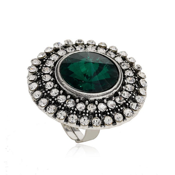 Adjustable Alloy Flower Round Ring With Full Diamond Inlay Creative Elegant Fashion Ring For Unisex