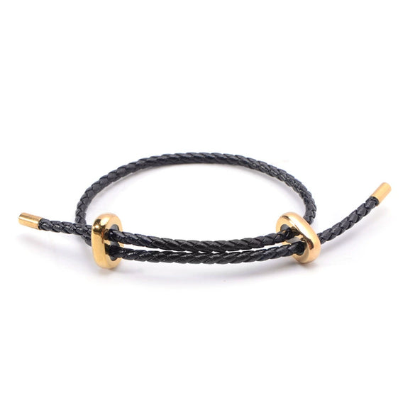 Adjustable 3D Hard Gold Transfer Red Rope Titanium Steel Bracelet For Men And Women With Geometric Design And Electroplating Treatment