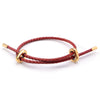 Adjustable 3D Hard Gold Transfer Red Rope Titanium Steel Bracelet For Men And Women With Geometric Design And Electroplating Treatment