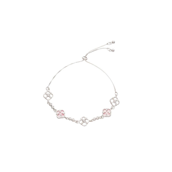 Adjustable Flower Shaped Bracelet In Mixed Materials Set With Diamonds For Women Fashion Exquisite Light Luxury High End All Match Elegant Design