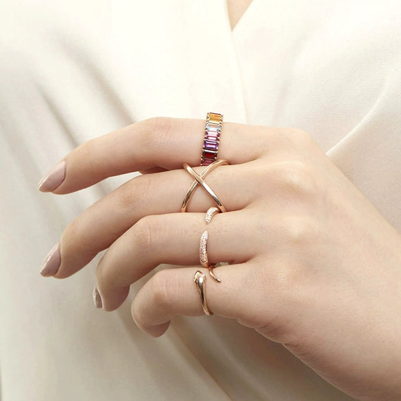 Adjustable Geometric Open Ring For Women And Men Electroplated Copper With Diamond Accent And Gold Plated Finish Simple Fashion Jewelry