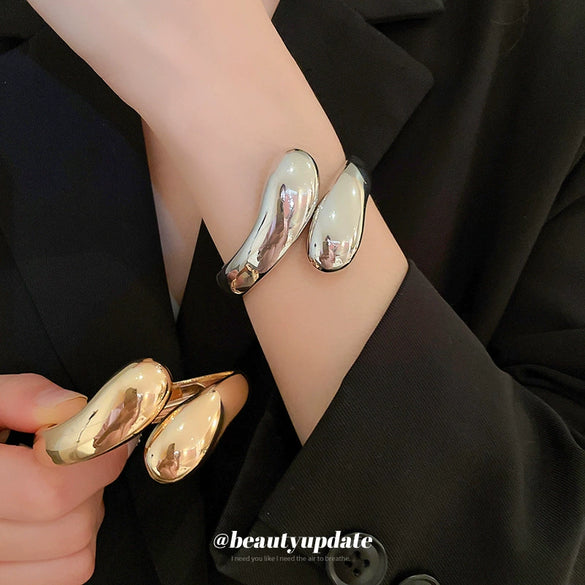 Adjustable Metal Opening Bracelet With Cold Style For Women Electroplated Simple High End Bracelet